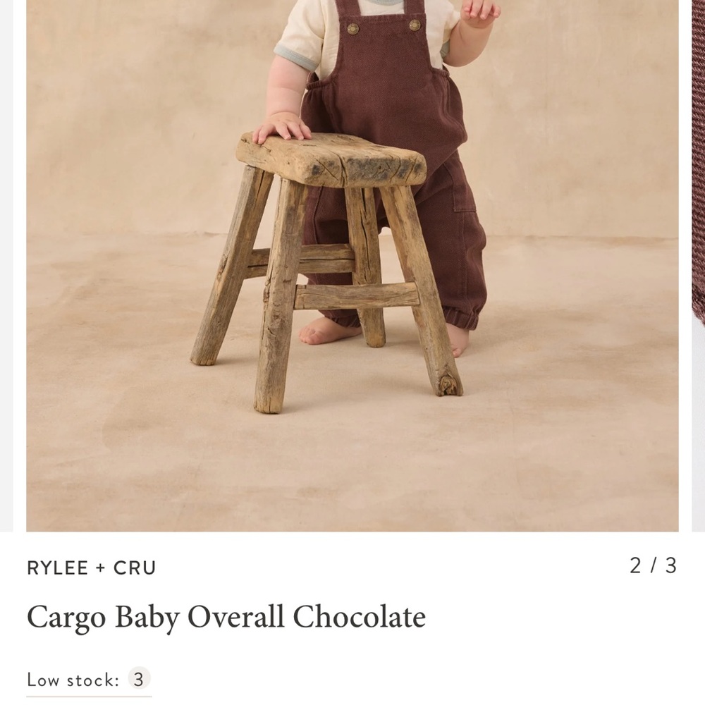 Rylee + Cru Chocolate Brown Cargo Baby Overalls
